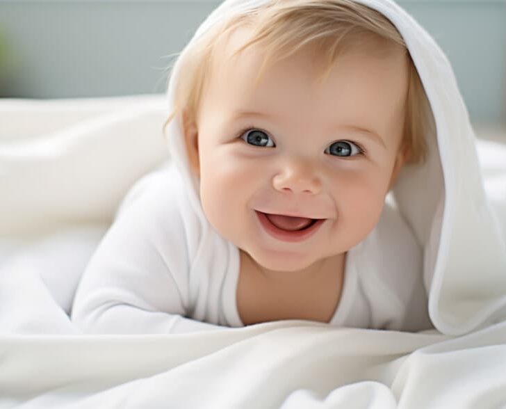 Infant teething and babbling baby